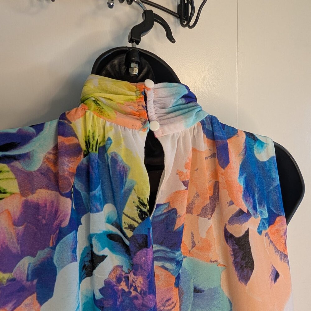 EUC Worthington Floral Mock Neck Sleeveless Multicolor SZ L - Picture 4 of 6